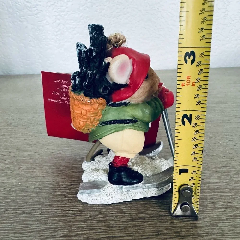 Christmas Mouse Skiing Figurine Holiday Ornament